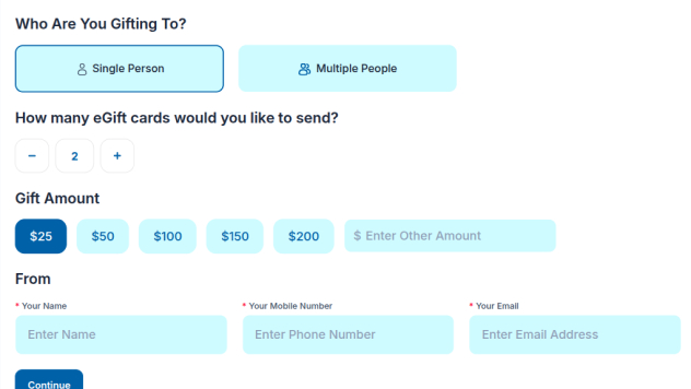 Gifting Details UI Screen